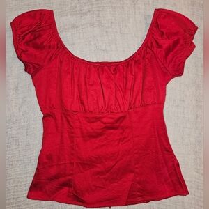 Pinup Couture Red Peasant Top Large